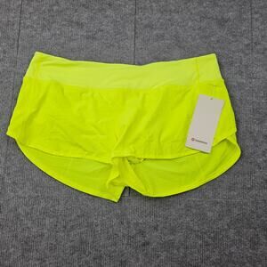 Lululemon Speed Up Shorts Womens 12 Yellow Neon Running Lined 2.5” Low Rise